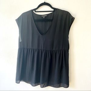 Express black baby doll cap sleeve blouse
